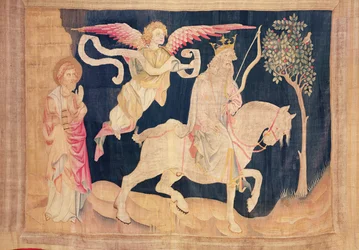 Der Reiter des weißen Pferdes, aus dem Apokalypse-Teppich von Angers, 1373-1387 (Teppich)
